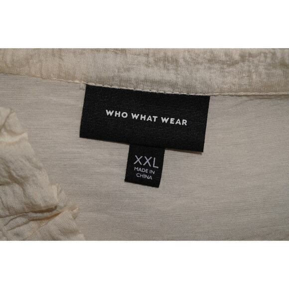 Who What Wear Cream Ruffle Blouse XXL – Romantic Long Sleeve Shirt, Feminine - Picture 4 of 6